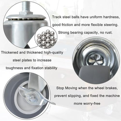AAGUT 3 Inch Caster Wheels, M10 x 1.5" Threaded Stem Castors, 4 Pack - size: M10 x 38mm