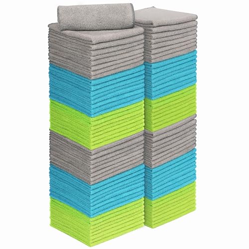 AIDEA Microfiber Cleaning Cloth 100PK, Microfiber Towels for Cars 12"x12" - color: Multi-colored, size: 12in.x12in.