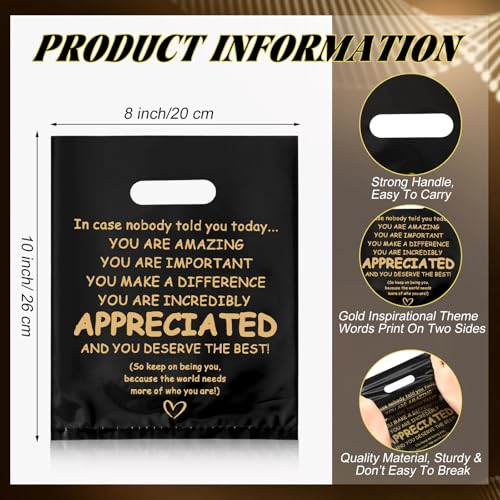 Kolldenn 50 Pcs Employee Appreciation Gift Bags Bulk Black Thank You Bags - color: Black, style: You Are Appreciated