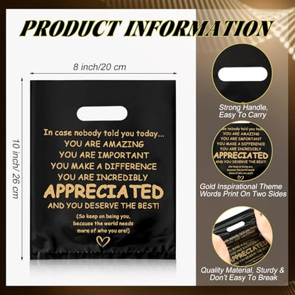 Kolldenn 50 Pcs Employee Appreciation Gift Bags Bulk Black Thank You Bags - color: Black, style: You Are Appreciated