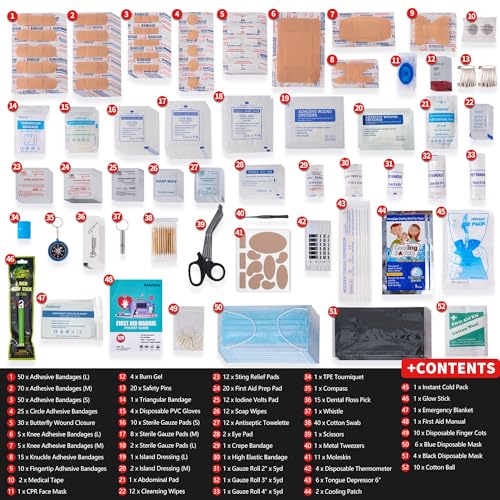 520 Pieces Premium First Aid Kit - Large Emergency Medical Kit (Black) - color: Black