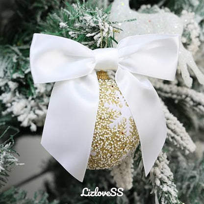 Pre-Tied White Satin Ribbon Twist Tie Bows 5 Inch, 36 Pack - color: White