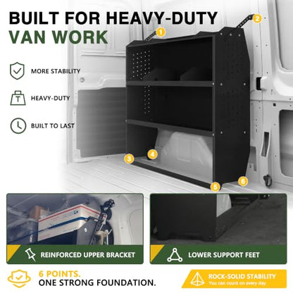 Cargo Van Shelving for Compact Cargo Van, 42" W x 43" H x 13" D