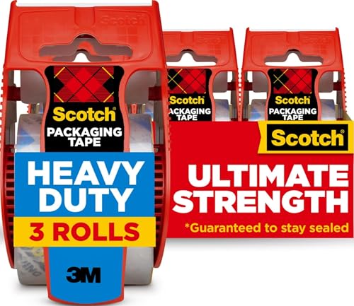 Scotch Heavy Duty Shipping Packing Tape, Clear, 1.88 in. x 22.2 yd. - size: 1.88 in x 22.2 yd (3 Rolls)
