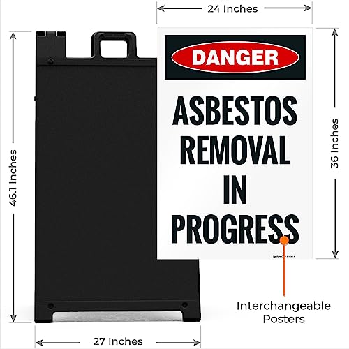 OSHA Danger Asbestos Removal in Progress Sidewalk Sign Kit, - size: 24x36 Inches, style: A-frame + 2 Panel Kit