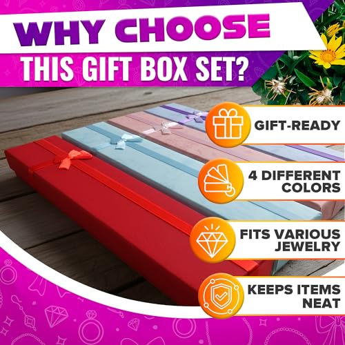 KETAR 24 Pack Necklace Gift Box Bulk, Rigid Cardboard with Foam Insert - color: 24 Pcs Color Mix
