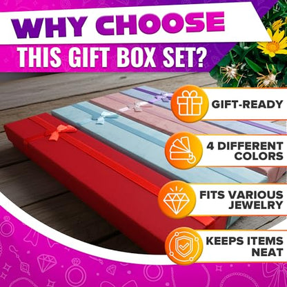 KETAR 24 Pack Necklace Gift Box Bulk, Rigid Cardboard with Foam Insert - color: 24 Pcs Color Mix