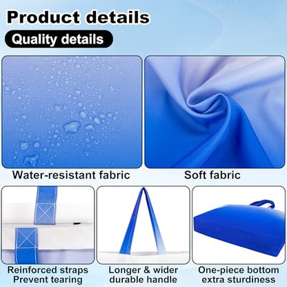 HOLYLUCK Tote Bag with a Detachable Small Bag, Foldable Reusable Grocery Bags 20L Shopping Bag - color: Gradient Blue