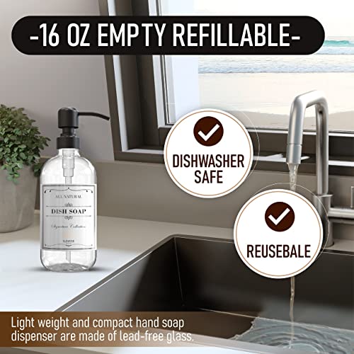 Sunrise Premium Clear Glass Soap Dispenser with Pump, 2 Pack - color: Matte Black Ss Pump - Clear Glass