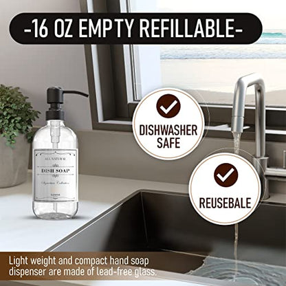 Sunrise Premium Clear Glass Soap Dispenser with Pump, 2 Pack - color: Matte Black Ss Pump - Clear Glass