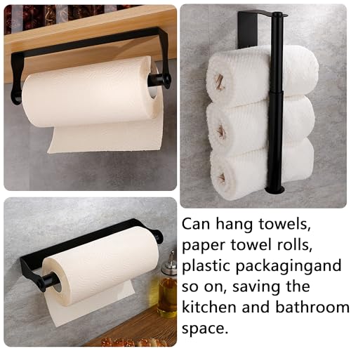 Under Cabinet Paper Towel Holder, Black Stainless Steel Kitchen Rack