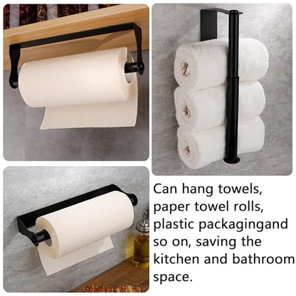 Under Cabinet Paper Towel Holder, Black Stainless Steel Kitchen Rack