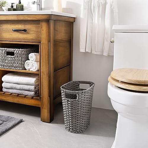 GRANNY SAYS Wicker Bathroom Trash Can, Wicker Waste Basket, Dark Gray - color: Dark Gray, size: Rectangular - 13"L x 7½"W x 12¼"H
