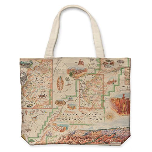 Xplorer Maps Canvas Tote Bag with Handles, Cloth Grocery Shopping Bag, Reusable & Eco-friendly Bag, 100% Cotton, Washable - color: Bryce Canyon National Park