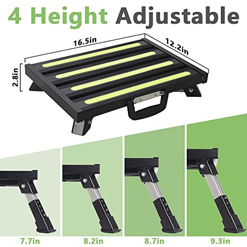 Aluminum RV Step Stool, 4-Level Adjustable Folding, Black - color: Black