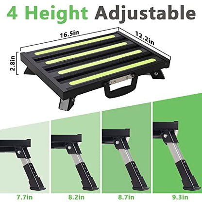 Aluminum RV Step Stool, 4-Level Adjustable Folding, Black - color: Black