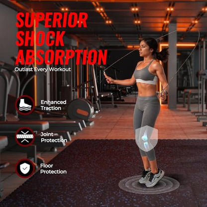 SUPERJARE 0.79'' Extra-Thick 48 Pcs 192 Sq Ft Exercise Equipment Mats - color: Black/Blue, size: 48 Tiles (192 Sq Ft)