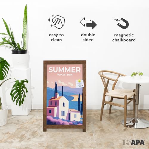 Ilyapa A Frame Sign Holder & Chalkboard Easel - Sandwich Board, 28x41 In - color: Barnwood, size: 41x28 Chalk