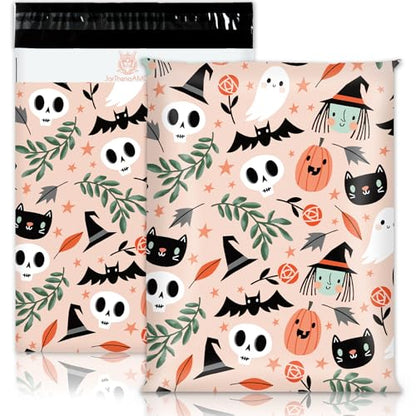 JarThenaAMCS 100Pcs Halloween Poly Mailers 10 x 13 Inch Spooky Ghost Pumpkin Packaging Bags Self Seal Mailing Envelope Bags for Small Business Clothing Gift