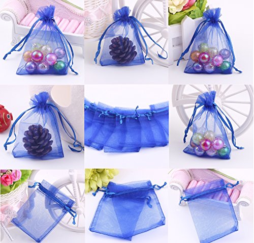 Wudygirl 100 PCS Organza Bags 4"x6" Gift Bags with Drawstring Blue - color: Blue, size: 4x6 IN