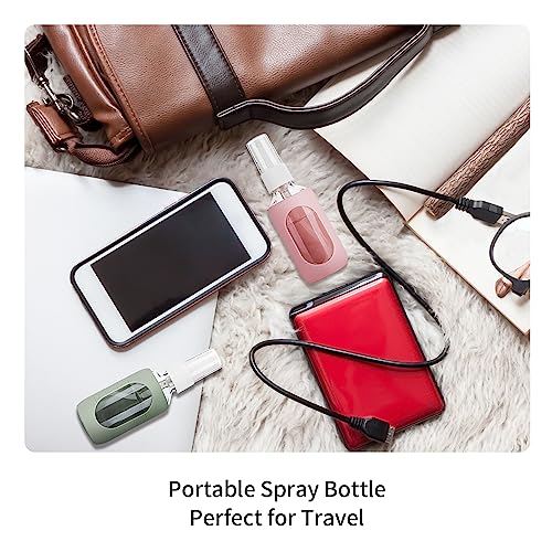 HOMBYS Empty Clear Glass 2oz Small Spray Bottles with Silicone Sleeve Protection - Refillable Containers for Travel, Cleaning Solutions, Essential Oils, Sanitizers - Fine Mist Spray - 4 Pack-Clear - color: Pink,White,Orange,Army Green