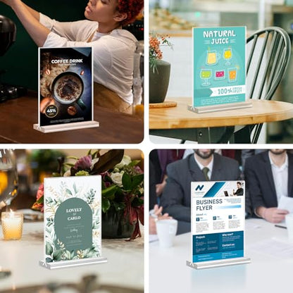 Acrylic Sign Holder, 5x7, 15 Pack Vertical Clear Table Menu Display, Double Sided, Plastic Stand, Suitable for Restaurants, Office, Store, Fair - color: Vertical 15 Pack 5x7