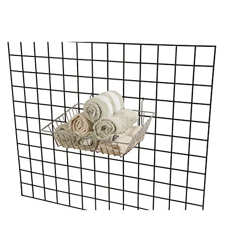 Econoco - Epoxy Chrome Multi-Fit Sloping Wire Basket for Slatwall, Pegboard or Gridwall (Set of 6) Metal Semi-Gloss Basket, Epoxy Chrome - color: Chrome Finish