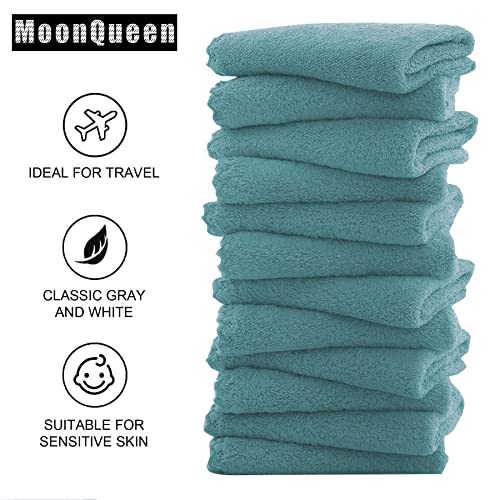 MOONQUEEN Microfiber Facial Cloths Fast Drying Washcloth 12 Pack - Premium Soft Makeup Remover Cloths - Teal - color: Teal, size: 12x12 Inch (Pack of 12)