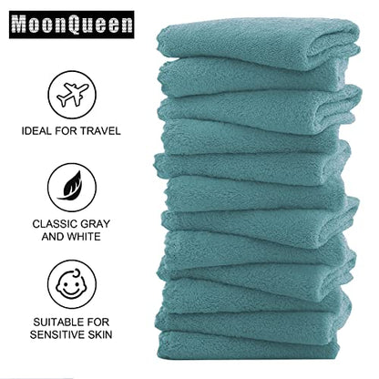 MOONQUEEN Microfiber Facial Cloths Fast Drying Washcloth 12 Pack - Premium Soft Makeup Remover Cloths - Teal - color: Teal, size: 12x12 Inch (Pack of 12)