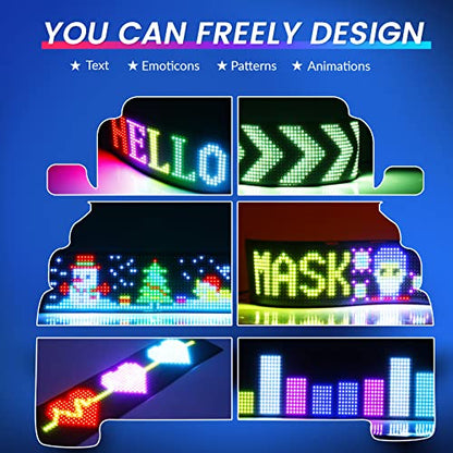 KJOY USB 5V LED Sign, Bluetooth, App Control, Flexible, Programmable Custom Text Pattern Animation Scrolling Display for Car, Store, Party, Bar, Hotel, Concert, 14.6''x3.6'' - size: 15"x4"-1PCS
