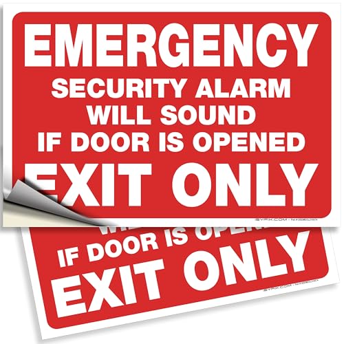 iSYFIX Emergency Exit Only Stickers, 10x7 Inch, 2 Pack, RED - color: Red