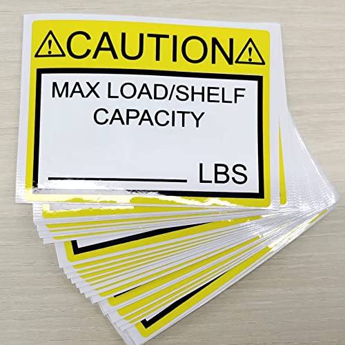 Pallet Rack Capacity Labels Caution MAX Load/Shelf LBS Warning Stickers