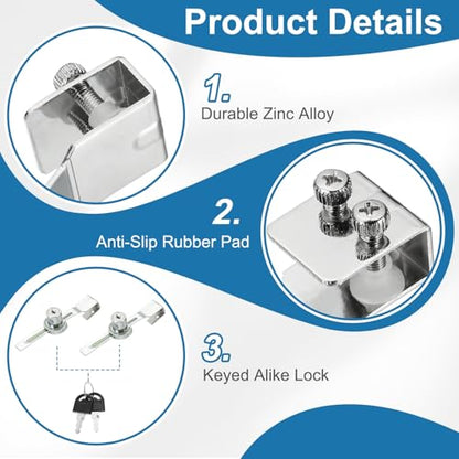 0.6" Luminous Sliding Glass Door Ratchet Lock Fit 0.2-0.39" Silver - color: Silver, size: 0.6"