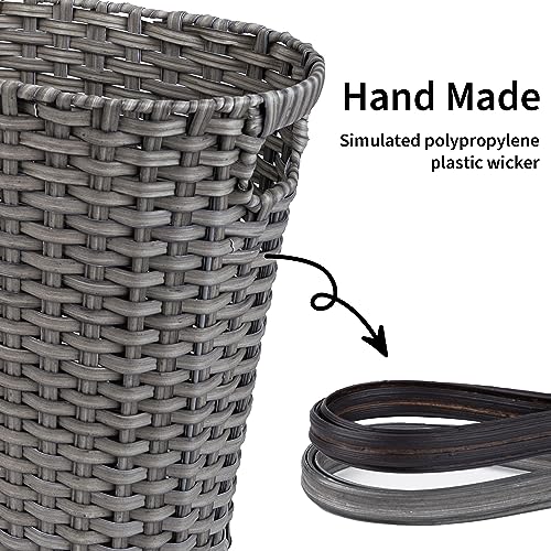 GRANNY SAYS Wicker Bathroom Trash Can, Wicker Waste Basket, Dark Gray - color: Dark Gray, size: Rectangular - 13"L x 7½"W x 12¼"H