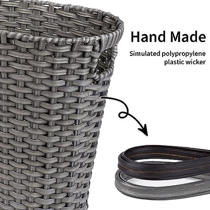 GRANNY SAYS Wicker Bathroom Trash Can, Wicker Waste Basket, Dark Gray - color: Dark Gray, size: Rectangular - 13"L x 7½"W x 12¼"H