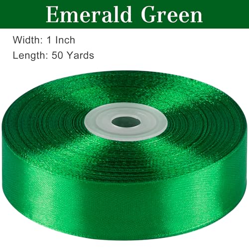 Emerald Green Satin Ribbon, 1 Inch, 50 Yards - color: emerald green
