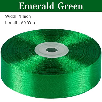 Emerald Green Satin Ribbon, 1 Inch, 50 Yards - color: emerald green