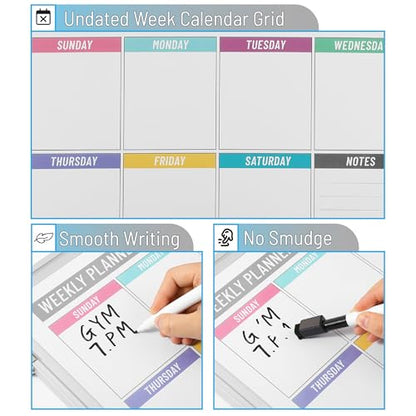 Mr. Pen- Magnetic Weekly Erase Board, 12" x 16", Double-Sided with Markers