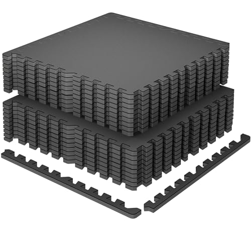 SUPERJARE 0.79'' Extra-Thick 18 Pcs 72 Sq Ft Exercise Equipment Mats - color: Black, size: 18 Tiles (72 Sq Ft)
