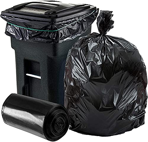 Plasticplace 32 Gallon Trash Bags Garbage Can Liners for Toter, Heavy Duty Contractor Black Garbage Bags, Leak-Proof, Tear-Resistant Can Liners, 44” x 54”, 50 Count Trashbags Yard Waste 1.5 Mil