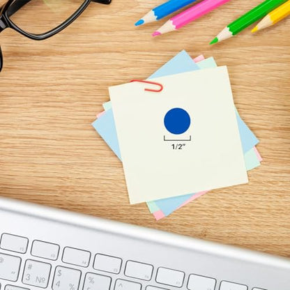 ChromaLabel Dot Stickers, 1/2 Inch Dark Blue Removable, 1000/Roll - color: Dark Blue, size: 1/2"