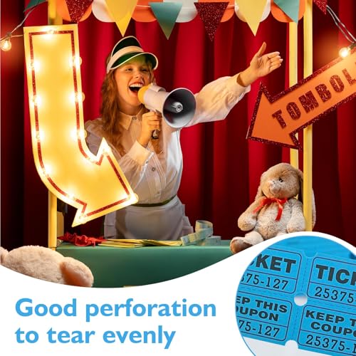 DGBDPACK 200 Raffle Tickets, 50/50 Double Ticket, Bold Numbers for Easy Reading, Ticket for Events,Class Reward & Prizes -Blue (Pack of 2) - size: 200-Blue (Pack of 2)