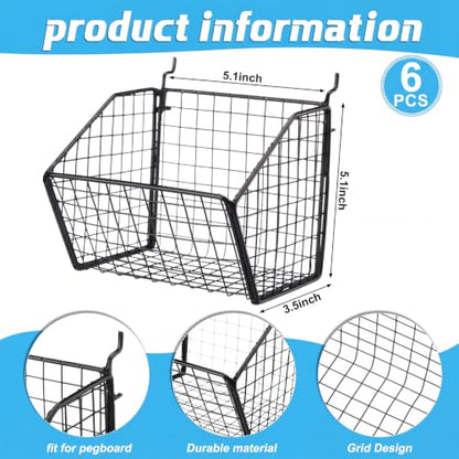 Reallnaive 6 Pack Black Pegboard Baskets 5.1 x 5.1 x 3.5 Inch - color: Black, size: 5.1 x 5.1 x 3.5 Inch