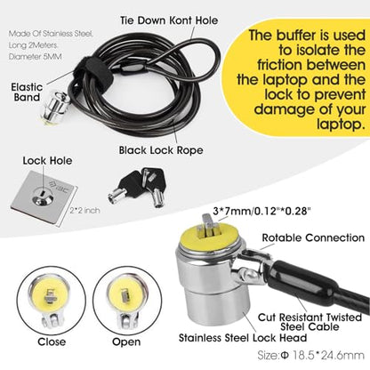 Laptop Cable Lock Hardware Security Cable Lock Anti Theft, Anchor Plate & 2 Keys Compatible with Notebooks Smart Phone Tablet Electronic Products (2 Pack) - size: 2 Packs