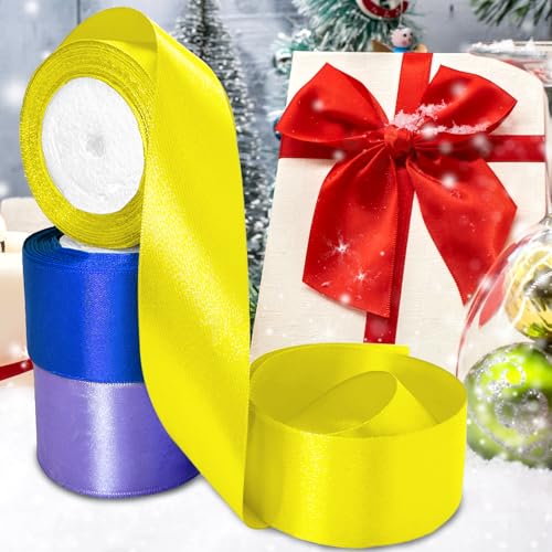 Luomorgo 2 Inch Satin Ribbon, 25 Yards, Yellow - color: Yellow, size: 2 inch x 25 yards