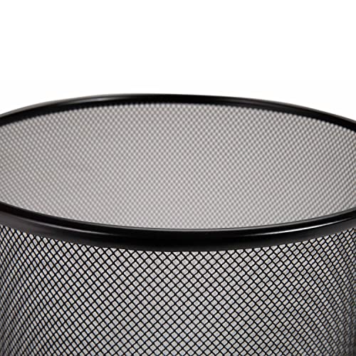 2-Pack 6-Gallon Round Steel Mesh Trash Can, Recycling Wastebasket, Black - color: Black