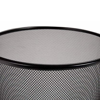 2-Pack 6-Gallon Round Steel Mesh Trash Can, Recycling Wastebasket, Black - color: Black