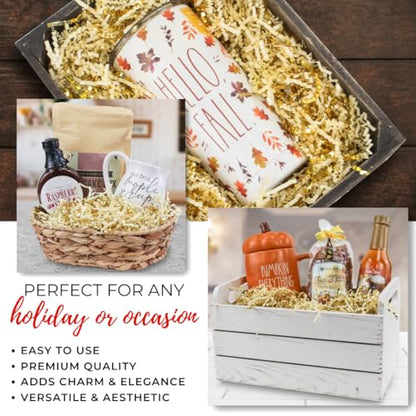 MagicWater Crinkle Cut Paper Gift Basket Filler - 2 LB - Vanilla & Gold - color: Vanilla & Gold