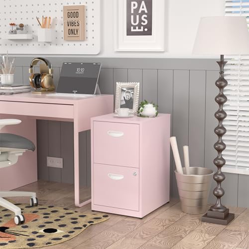 SteeLoong 2 Drawer File Cabinets,Metal Office File Cabinet with Lock,Pink - color: Pink, style: 2 Drawer Light Duty