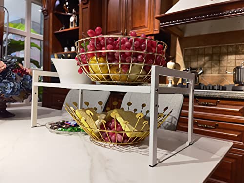 Expandable Cabinet Shelf 10.6"D Adjustable Countertop Riser Rack White - color: White, size: 10.6"D (wide) - 1 Pack